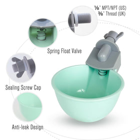 Whimsii poultry watering setup in use with multiple birds