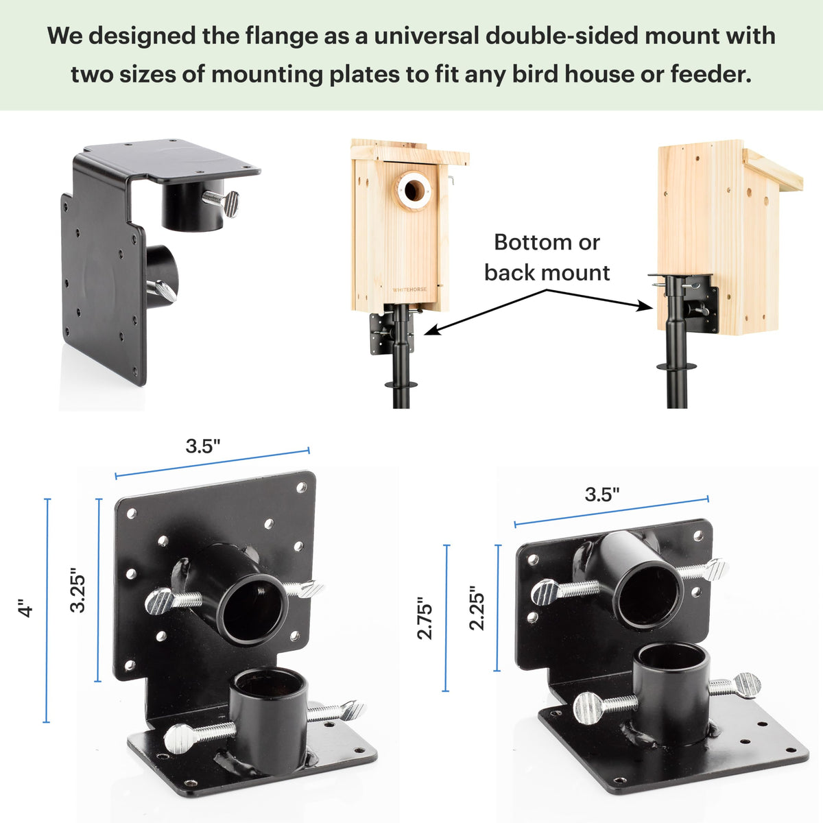 WHITEHORSE durable steel pole weatherproof design supports heavy feeder setups