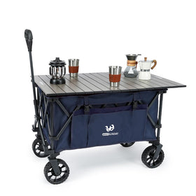 Whitsunday folding wagon folded compact for easy storage and transport