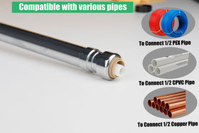 WHK push-to-connect inlet assembly demonstrates quick, tool-free installation.