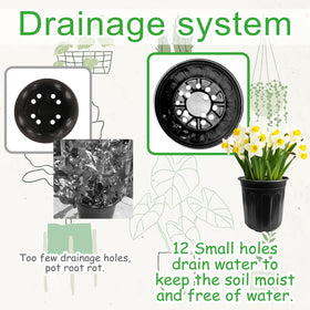 Whkvnng flower plant container in black plastic, stylish and practical.