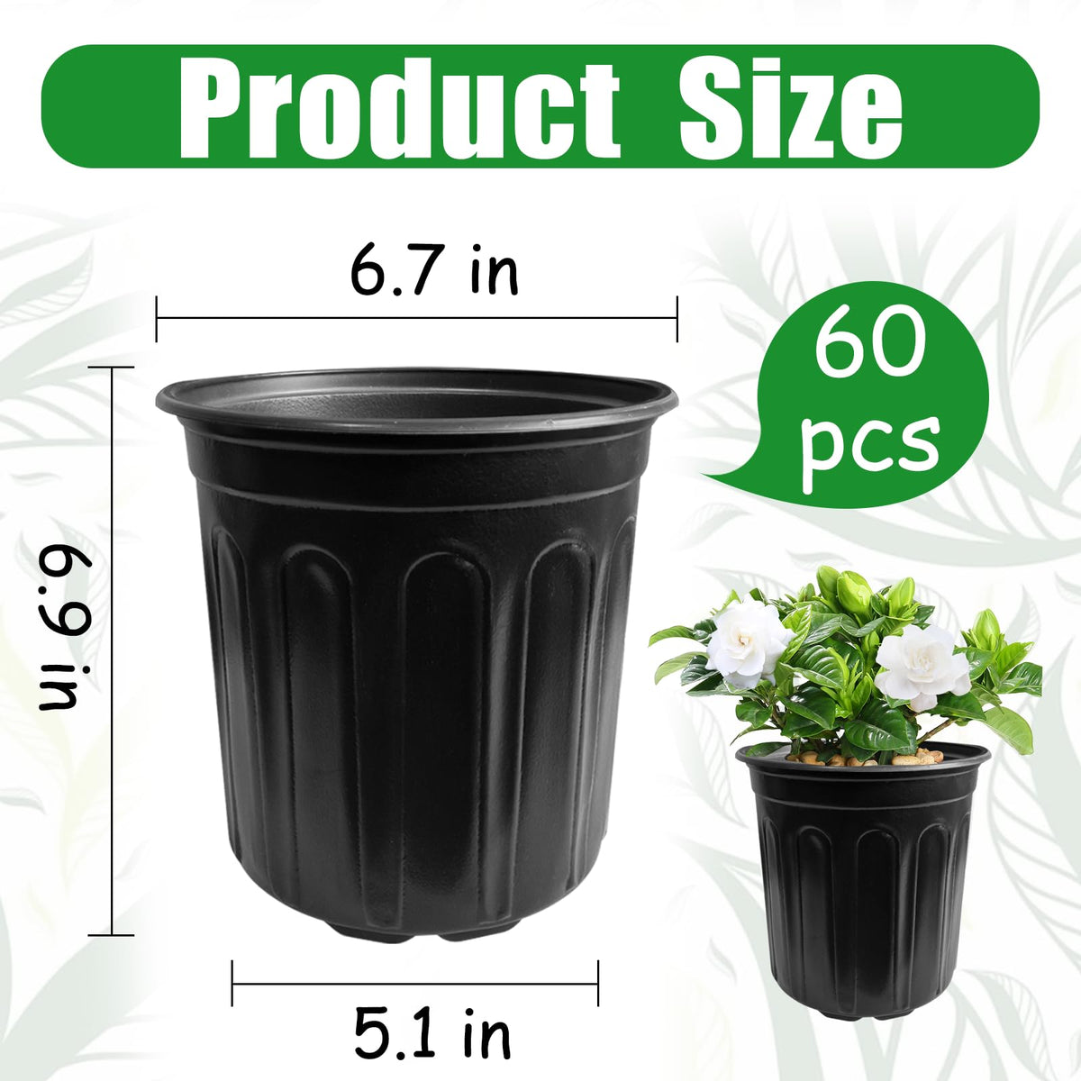 Whkvnng 60-pack nursery pot with drainage holes supports healthy root respiration.