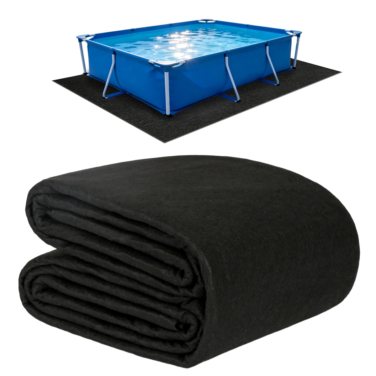 Whmayai 11x7.5ft rectangular pool liner pad laid out for custom fit.