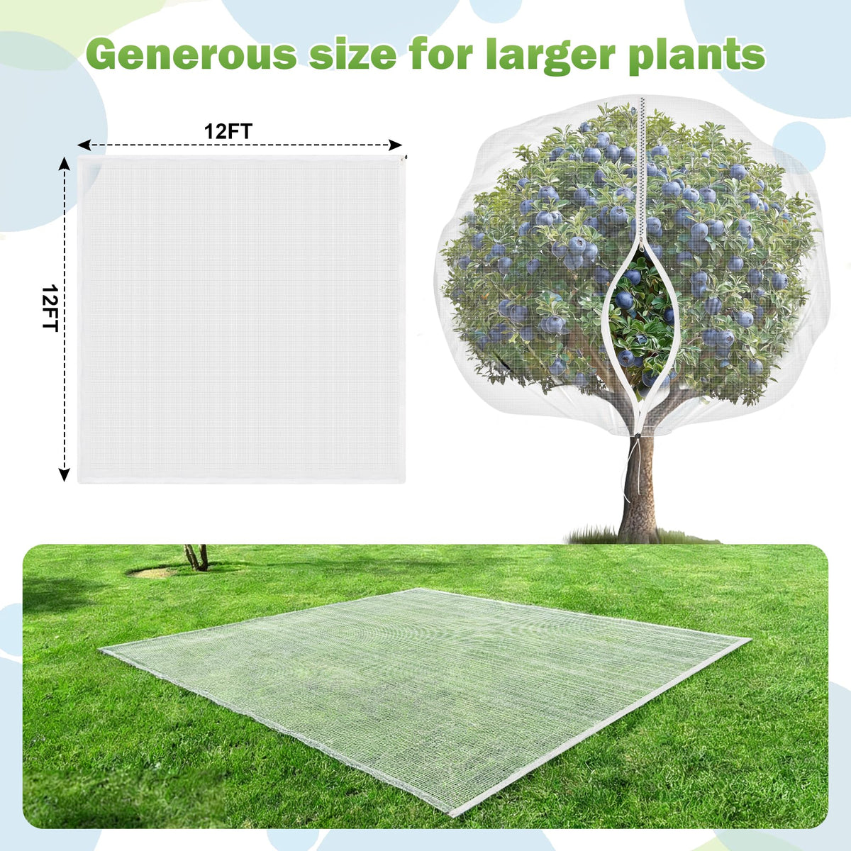 Whmayai heavy-duty fine mesh netting blocks pests while letting sun and rain through