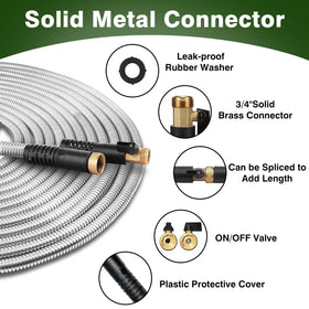 WHOBUY 304 stainless steel hose showing durability against rust.