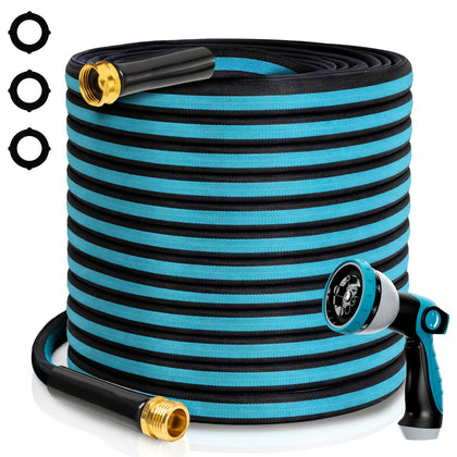 WHOBUY 75ft garden hose reinforced PVC for durable watering.
