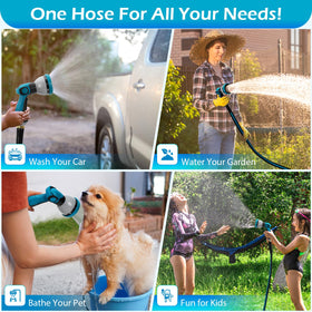 WHOBUY versatile outdoor hose for lawn care and cleaning.
