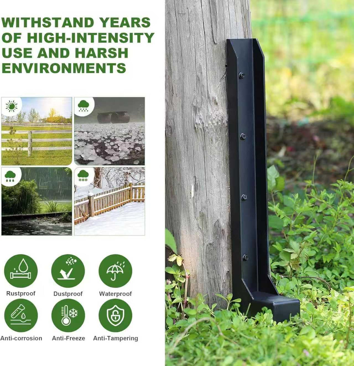 WHSMOLI versatile anchor spike stabilizing gates, garden posts, and fences.