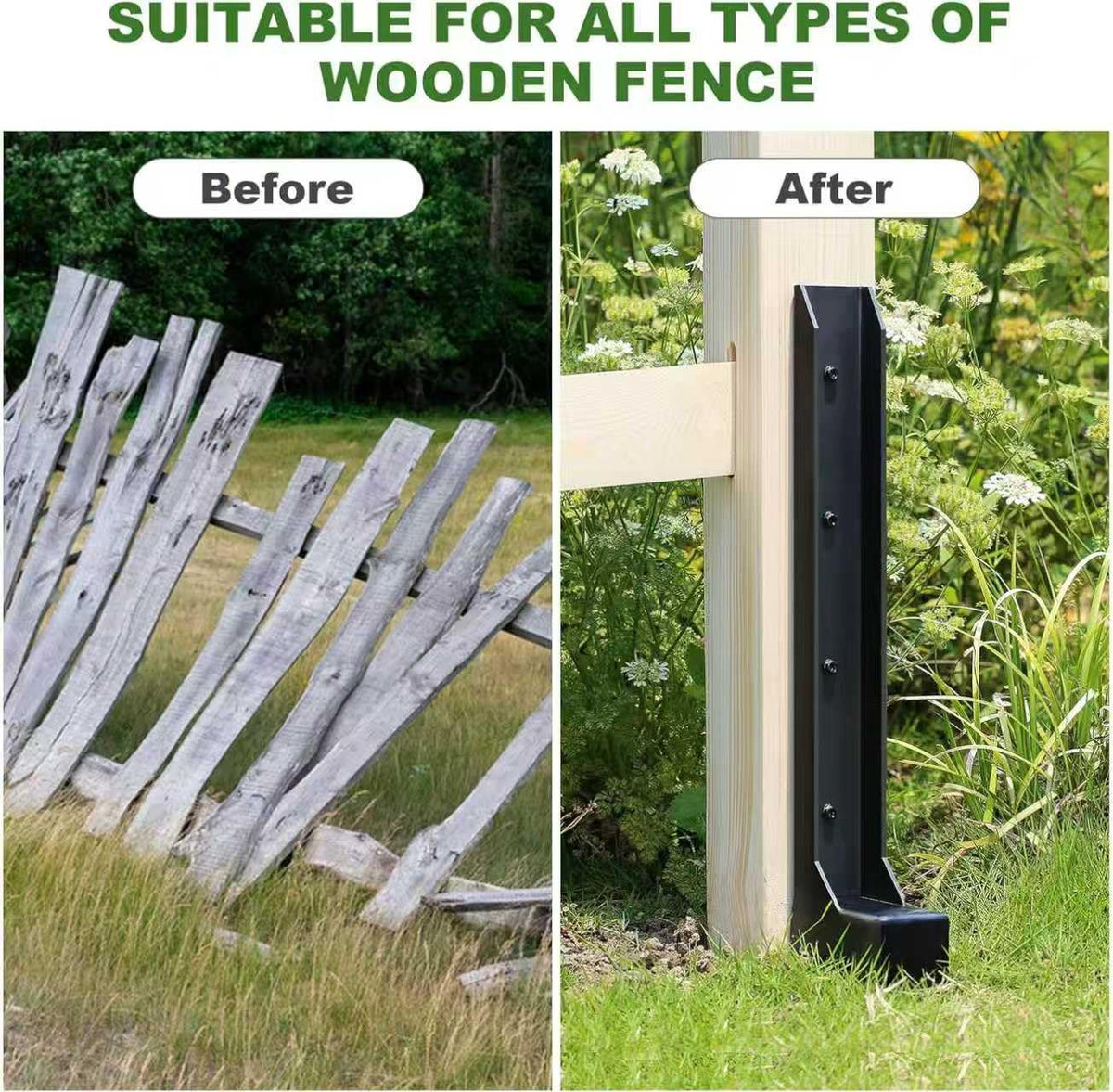 WHSMOLI repair spike featuring rust-resistant screws for durable outdoor posts.