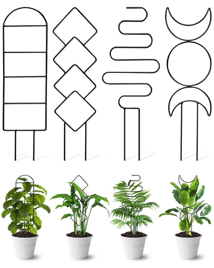 Whtawtaw 4-pack indoor climbing plant trellis with four patterns supports small potted plants.