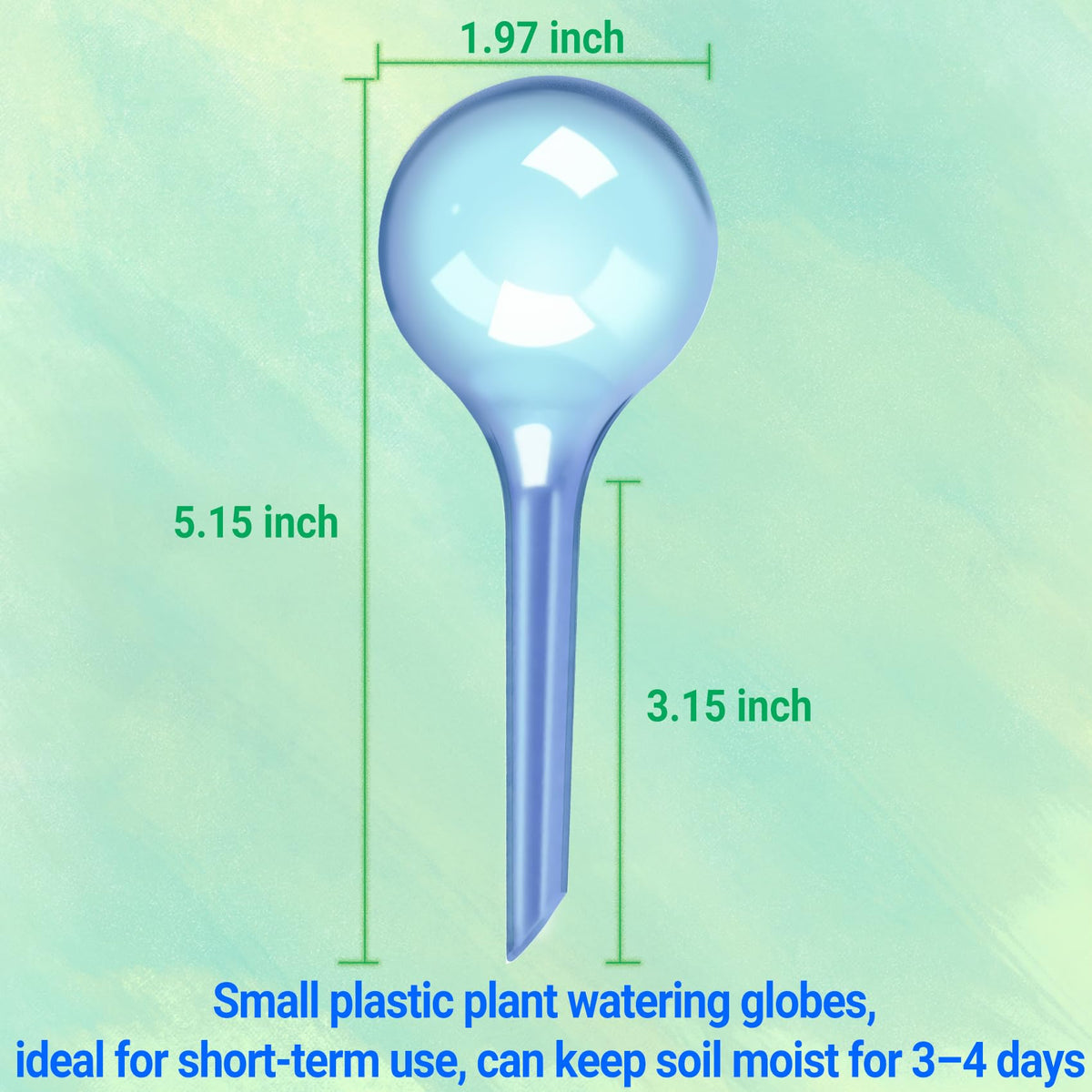 WHTCHSU two-pack blue watering globes in a small pot demonstrate automatic irrigation