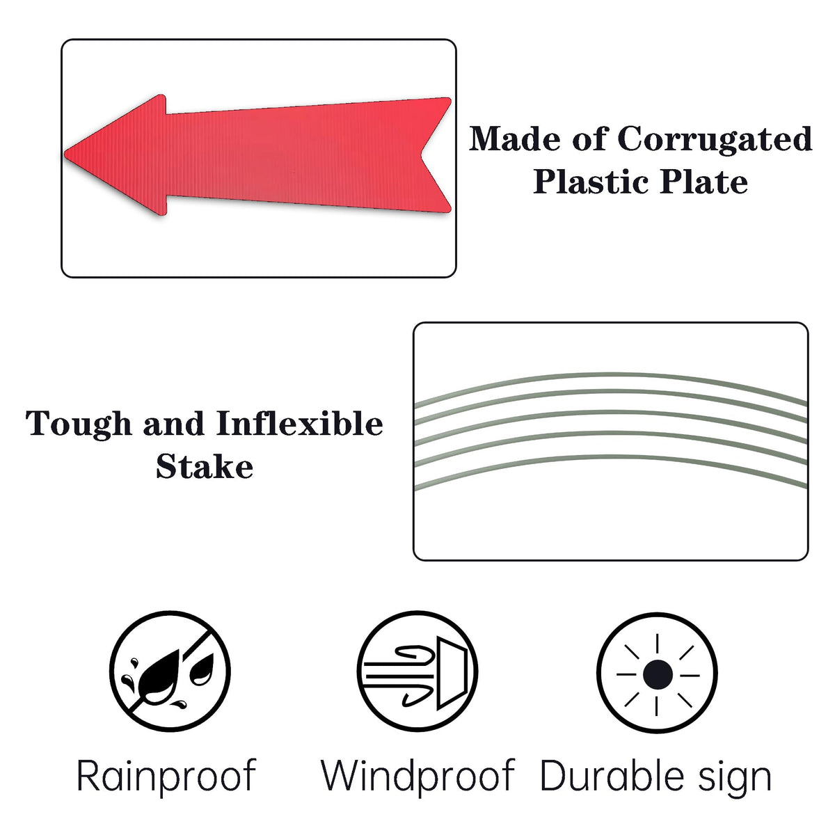 WHWHW party yard sign in red arrow, 16x5, bright for crowd directions.