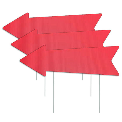 WHWHW red arrow sign with stakes, 16x5 inches, durable outdoor directional display.
