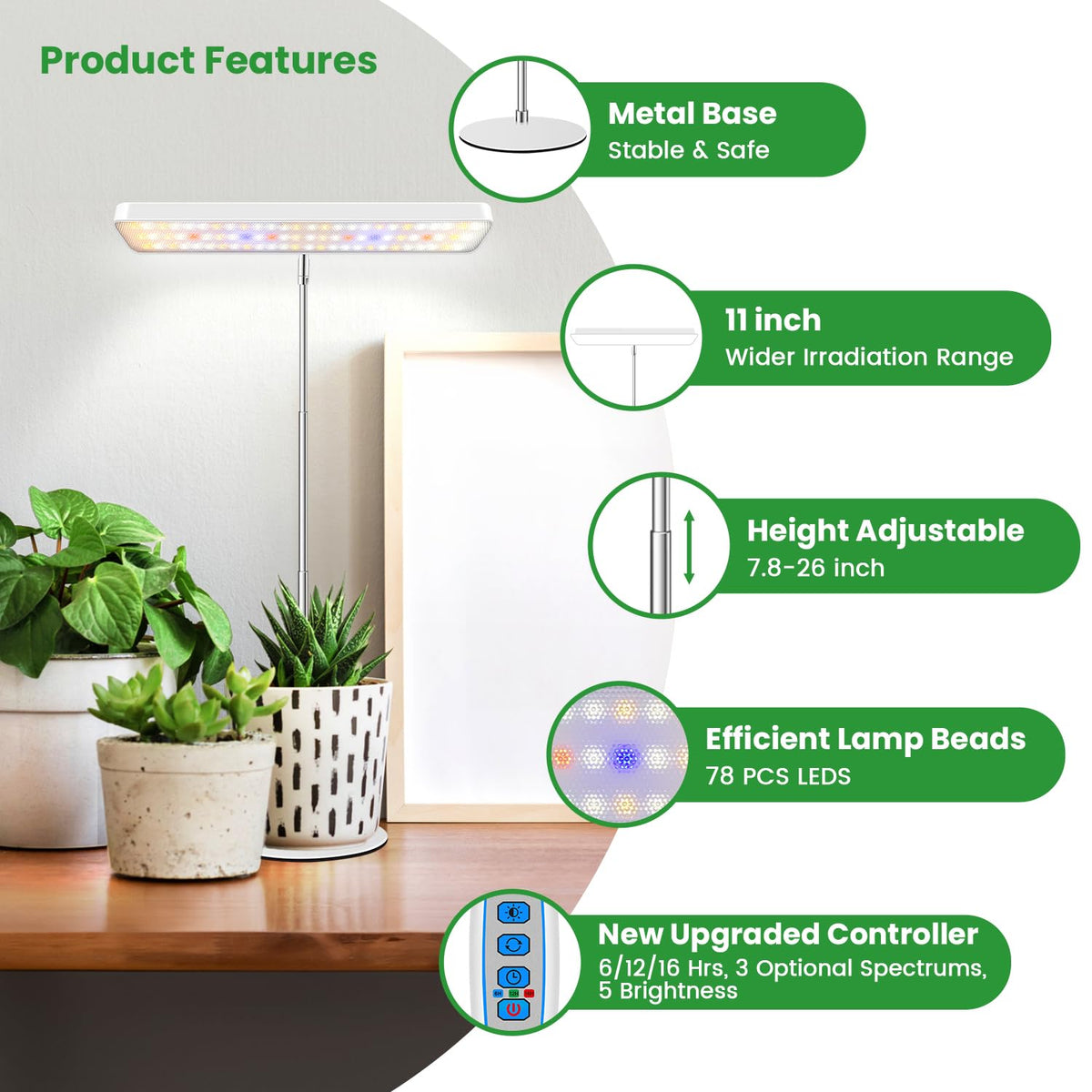 Wiaxulay grow light rotatable head targets leaves precisely.