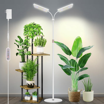 Wiaxulay 306 LED full-spectrum grow light over plants highlighting full range coverage