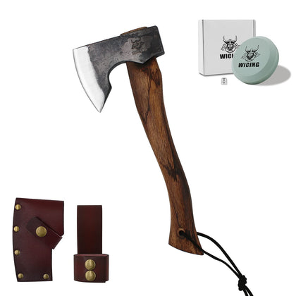WICING 13.5-inch hatchet blade close-up highlighting a sharp edge for efficient cutting