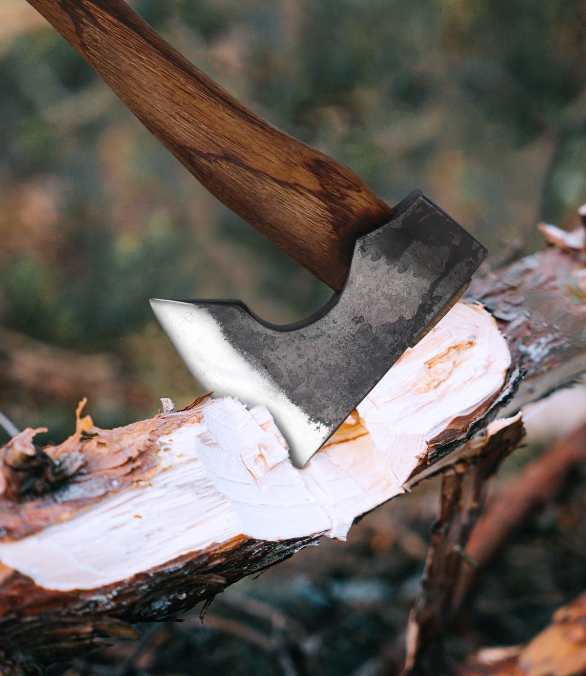 WICING hatchet shown in a backpack setup for camping trips