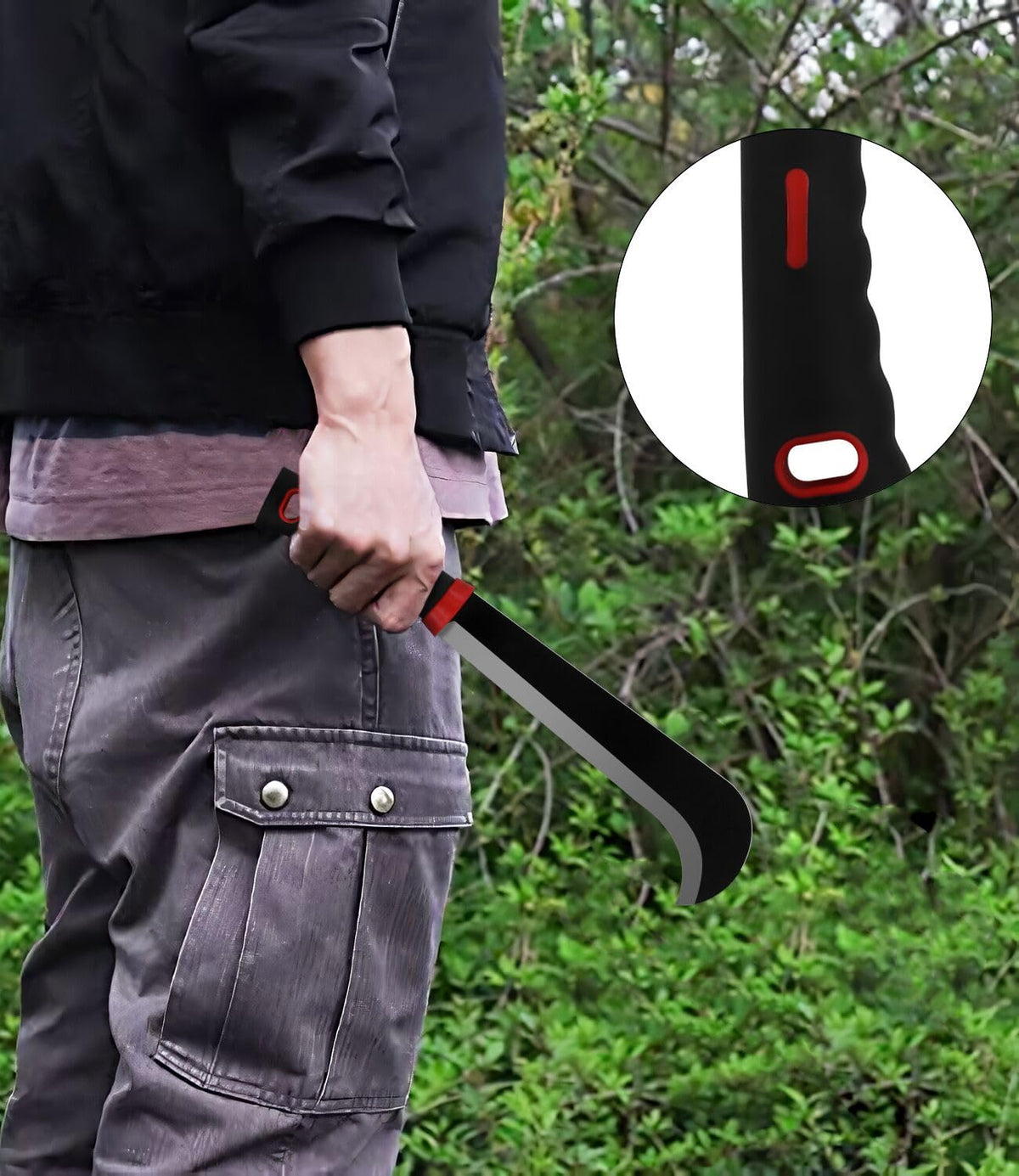 WICING Machete in yard use for clearing brush and branches.
