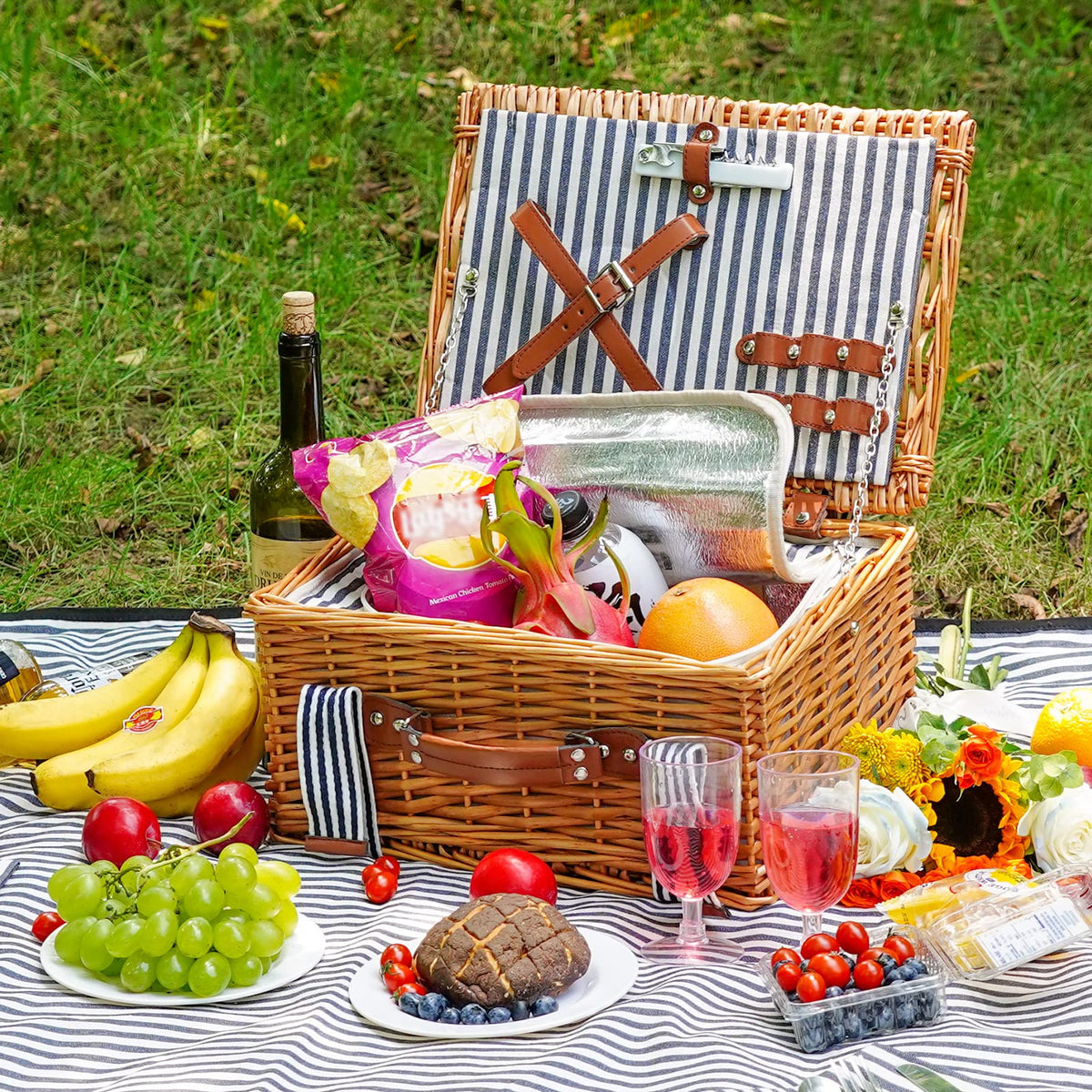Wickeland waterproof picnic mat adds comfort and simple cleanup.