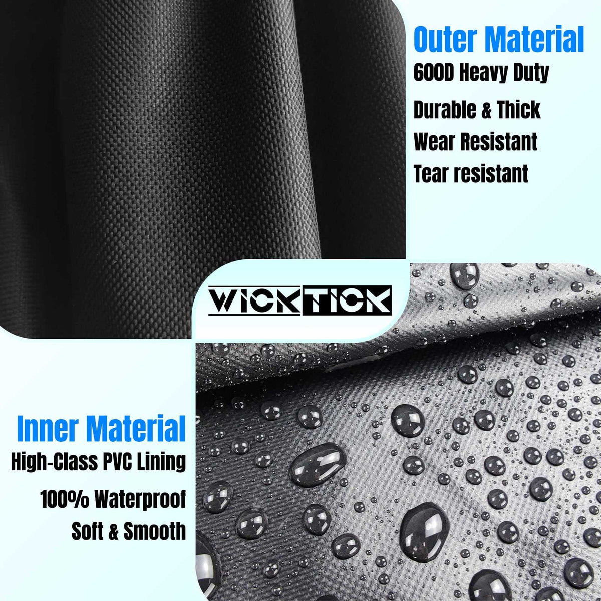 WICKTICK square fire pit cover windproof buckles and straps keep it secure.