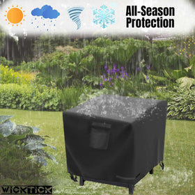 WICKTICK square fire pit cover easy-install handles simplify removal and placement.