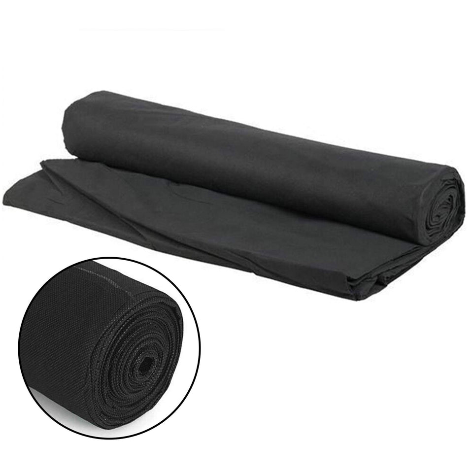 Wideskall weed barrier fabric laid in a garden bed for weed suppression