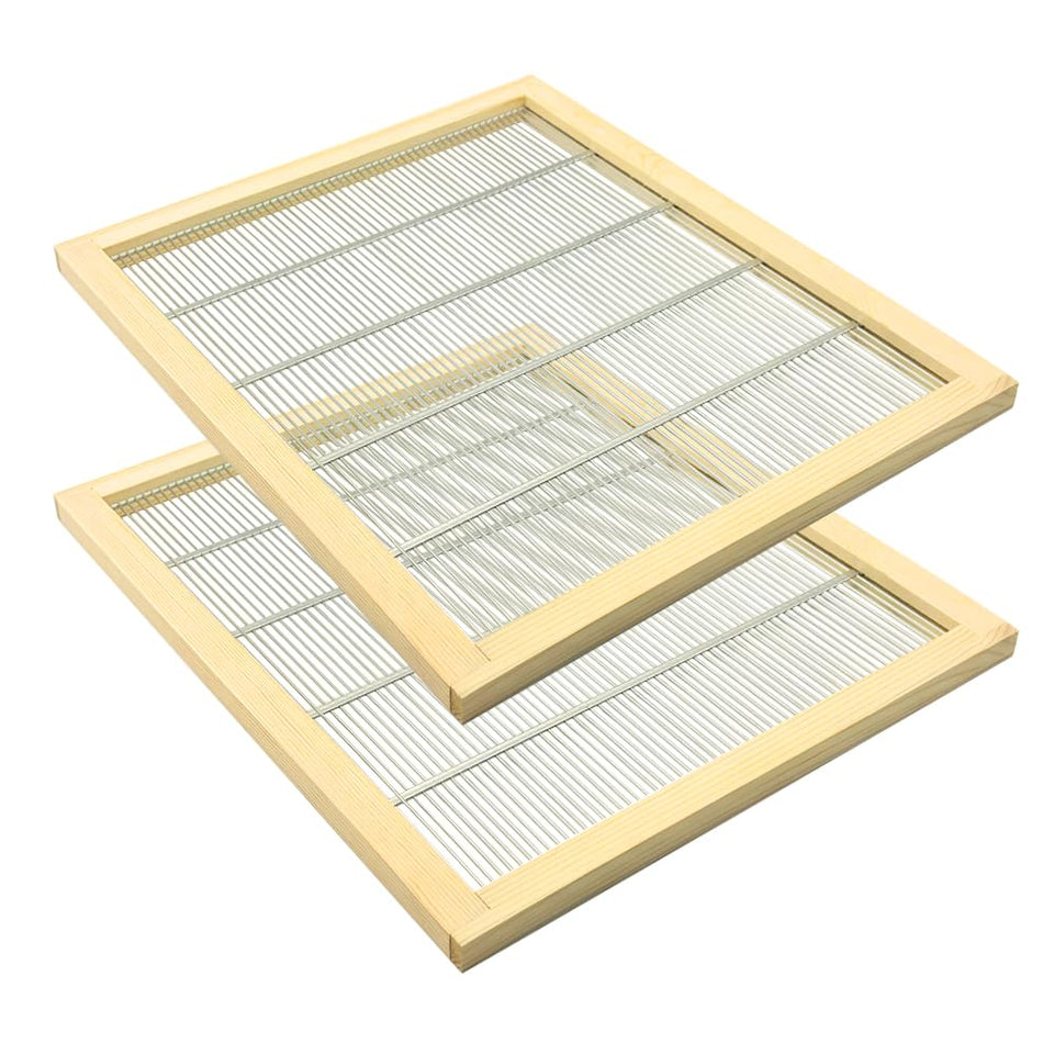 Widiso 10-frame queen excluder front view showing sturdy wood frame and metal grid with clear partition