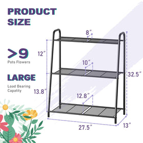 Wieghda 3-Tier Corner Plant Stand front view, organized pot display.