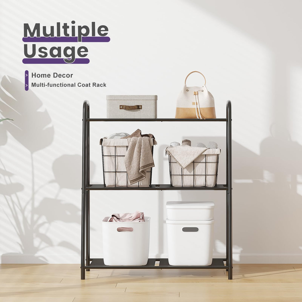 Wieghda 3-Tier Corner Plant Stand in a corner with plants and decor.