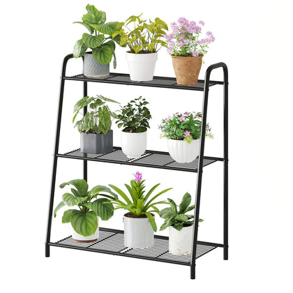 Wieghda 3-Tier Corner Plant Stand side view, space-saving indoor plant display.