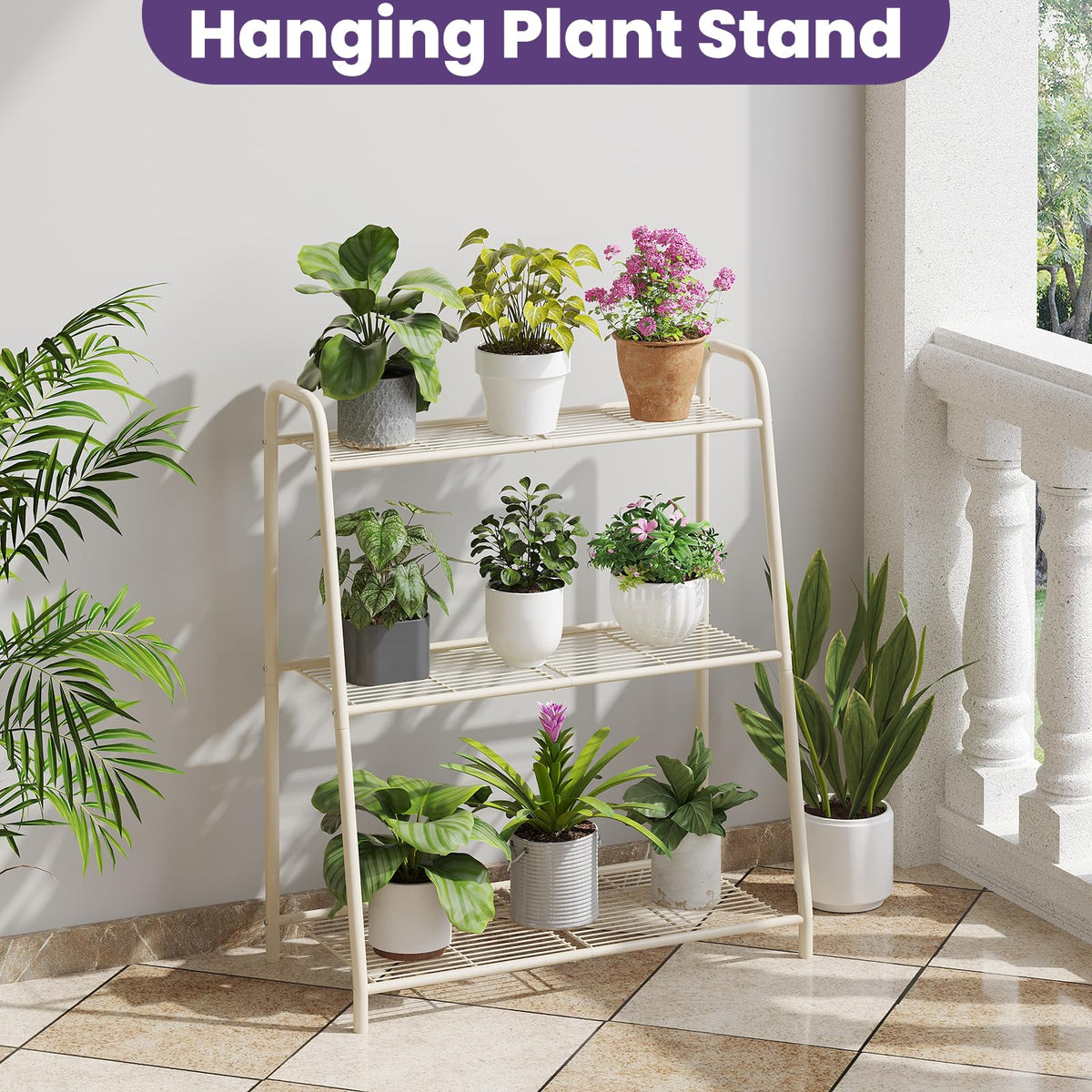 Wieghda cream finish indoor-outdoor shelf blends with decor elegantly.