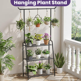 Wieghda tall corner shelf showcases multiple plants at varying heights