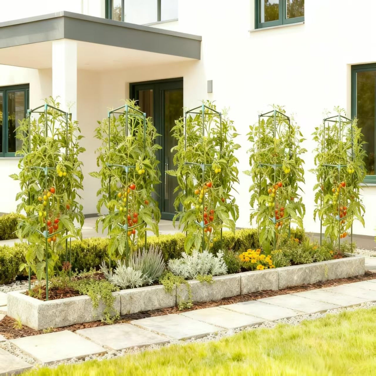 Wikdey 2-pack tomato cages fit pots or beds for organized growth.
