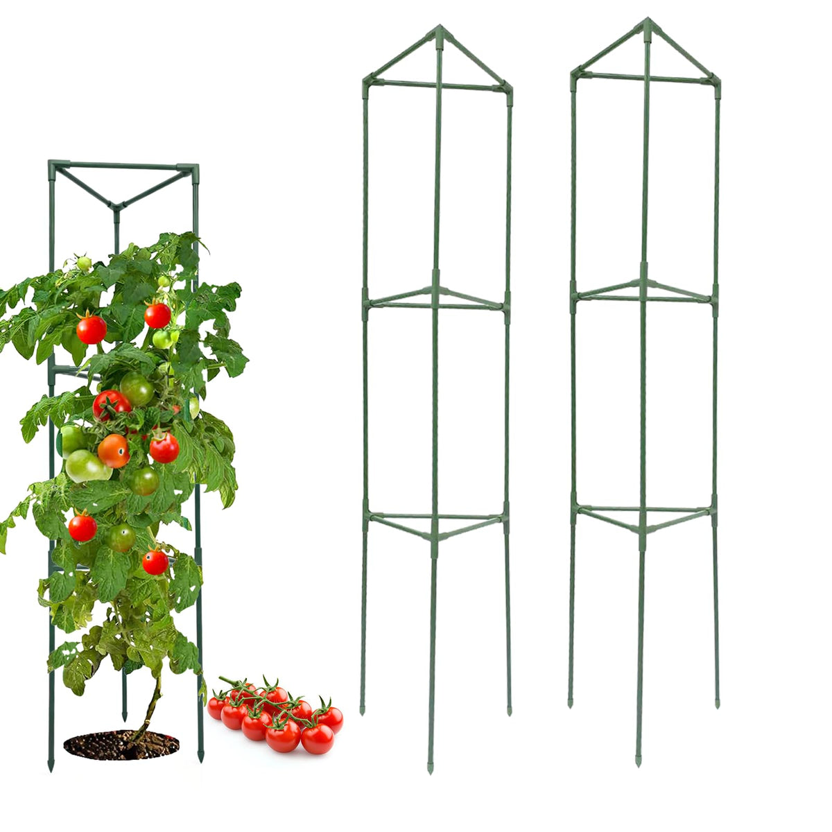Wikdey heavy-duty steel tomato cage with rust-proof coating for lasting garden support.