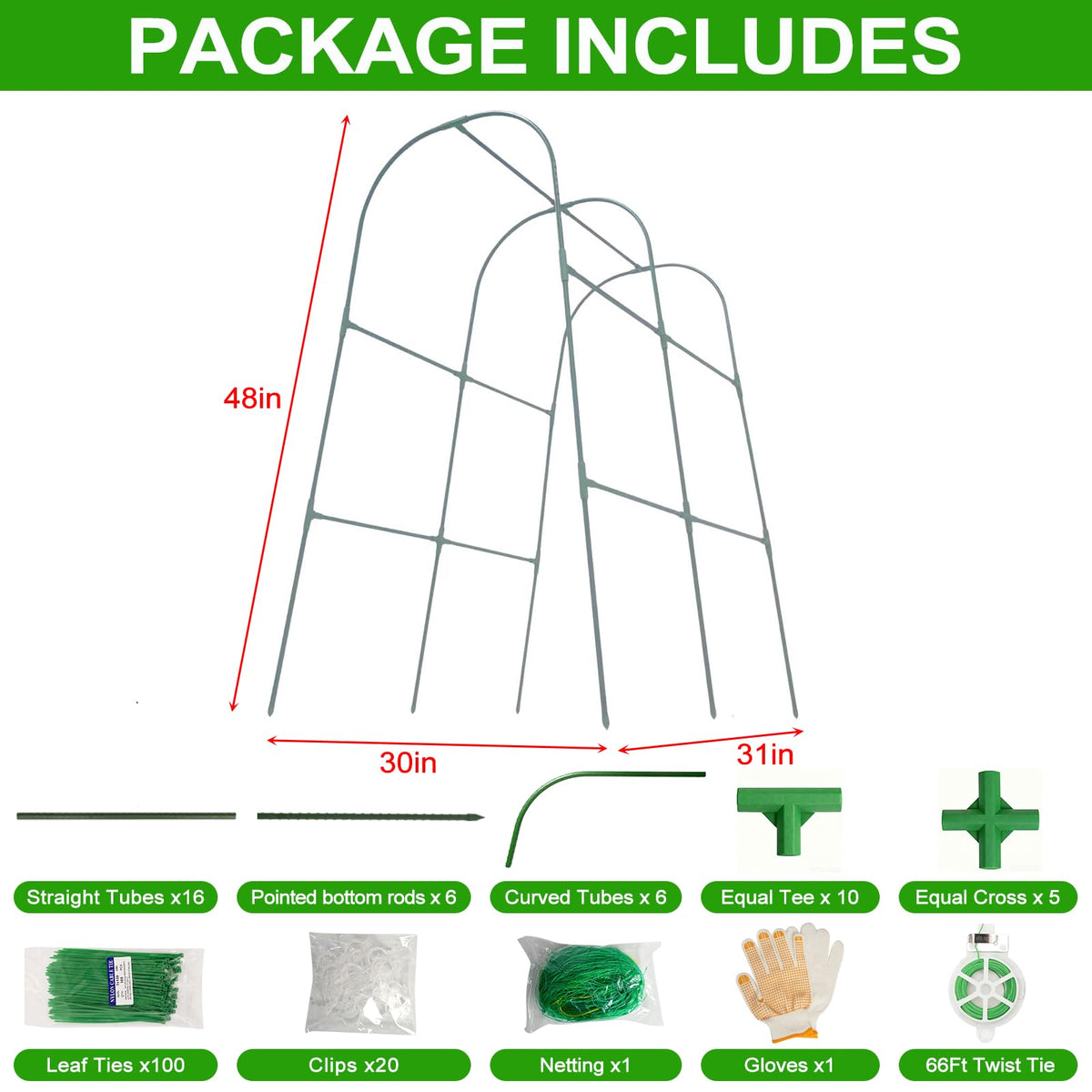 Wikdey trellis kit contents with connectors and ties for quick setup
