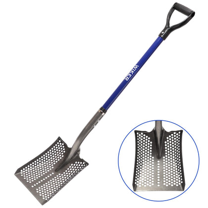 WIKER 45in sand sifting shovel with blue handle for fast debris separation