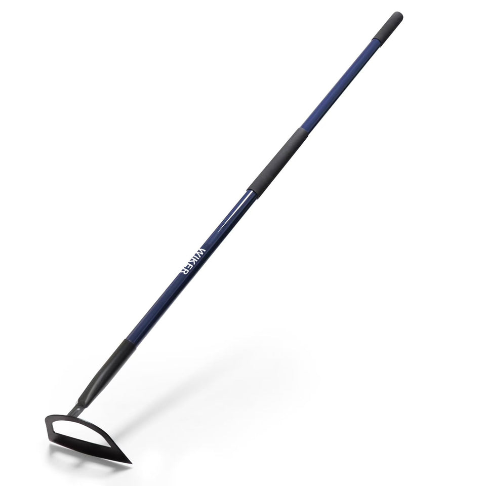 WIKER 57-inch hoe with pre-sharpened blade for quick weed removal.