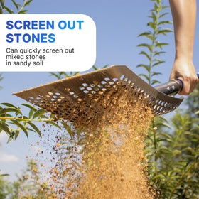 WIKER compost screening shovel retaining larger chunks for composting