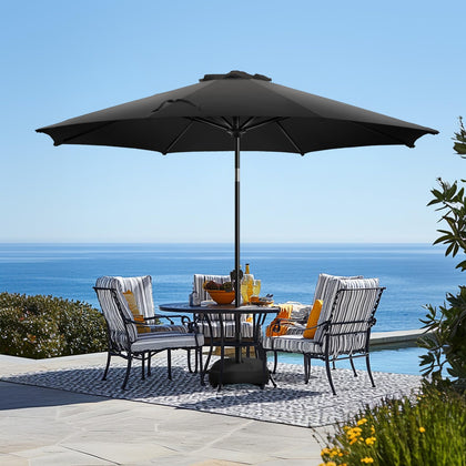 Wikiwiki 9ft patio umbrella with base included for stable shade by the pool.