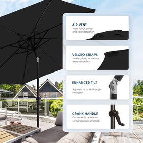 Wikiwiki 9ft umbrella fabric is UV resistant and colorfast for outdoor use.
