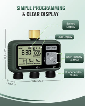 WILAWELS 3 Zone Brass Sprinkler Timer outlet one, independent zone connection