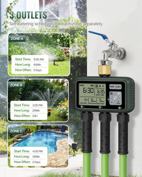 WILAWELS 3 Zone Brass Sprinkler Timer outlet two, yard irrigation option
