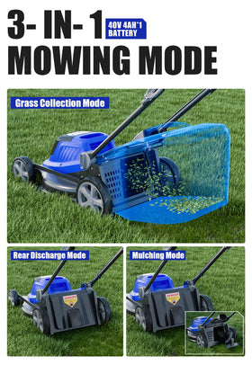 Wild Badger Power 40V mower height adjustment lever for precise cuts.