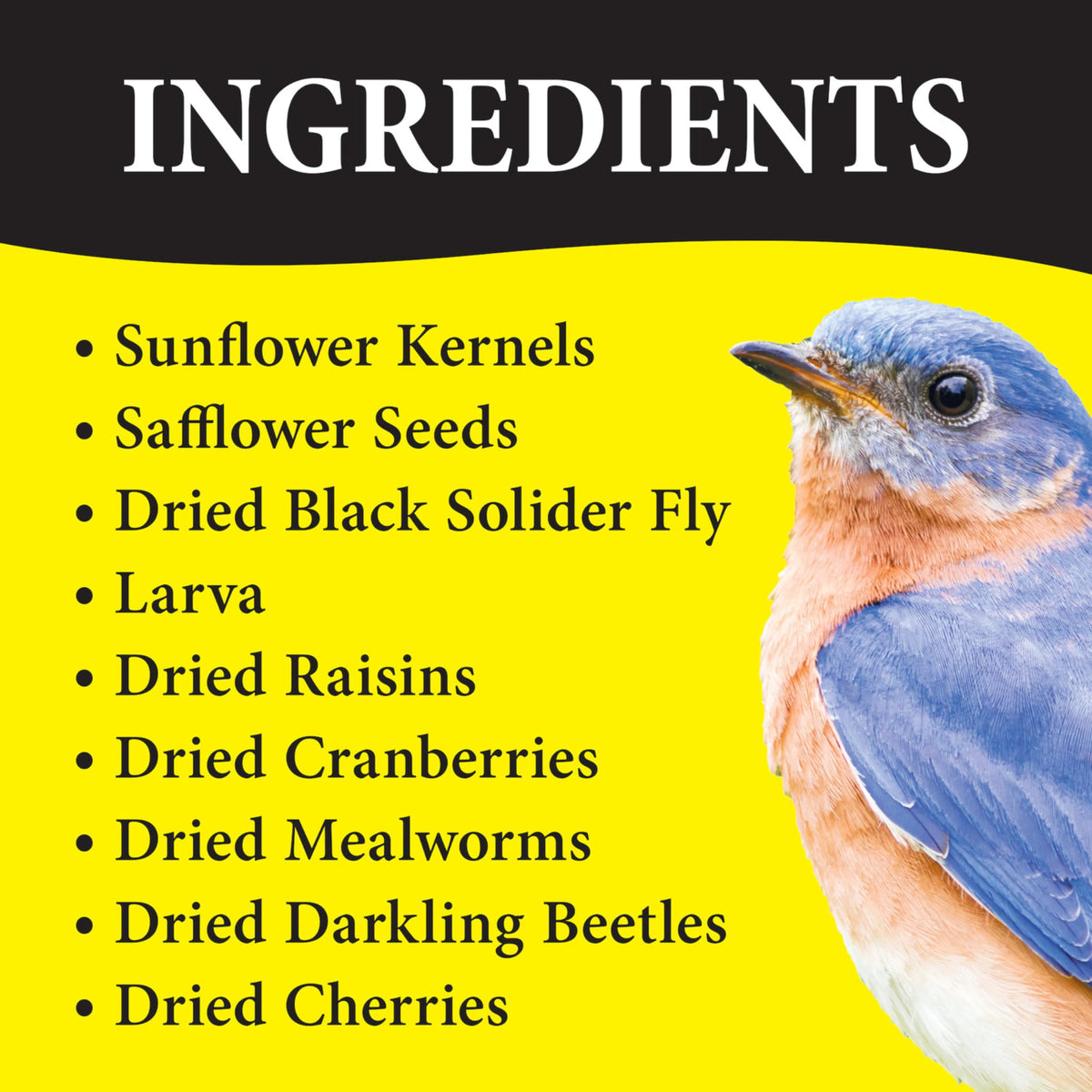 Real fruit mix with raisins, cranberries, and cherries to attract berry-loving birds.
