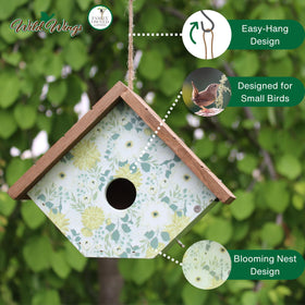 Wild Wings Blooming Nest Wren House green - easy hang loop for quick branch or hook mounting