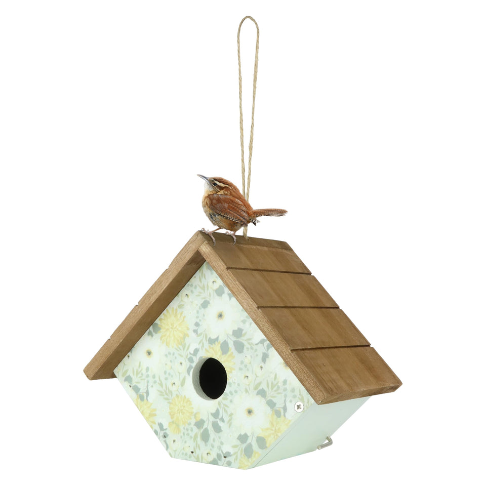 Wild Wings Blooming Nest Wren House green - front view for garden display inviting wrens