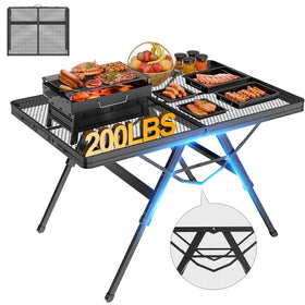 WildFinder folding grill table folded for compact storage and easy transport.