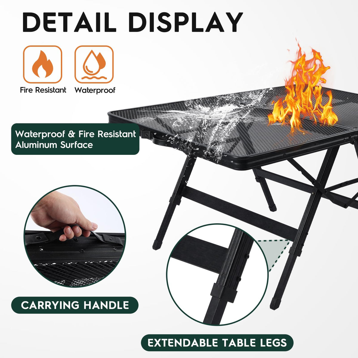 WildFinder mesh surface is waterproof and heat-resistant for cooking reliability.