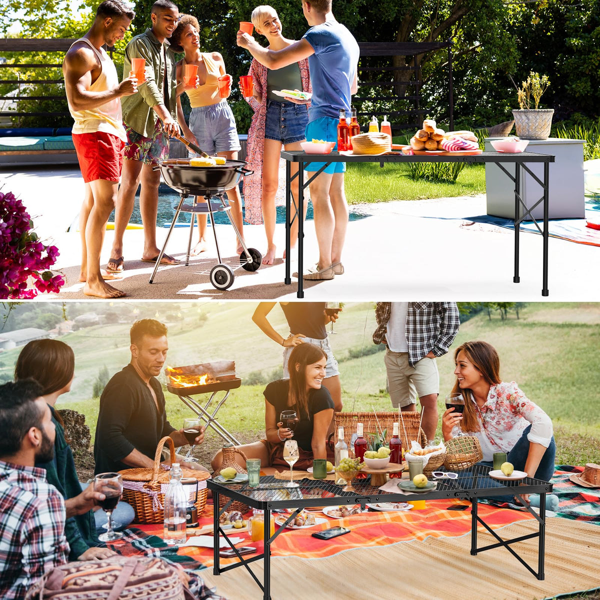 WildFinder table with adjustable height for sitting or standing use.