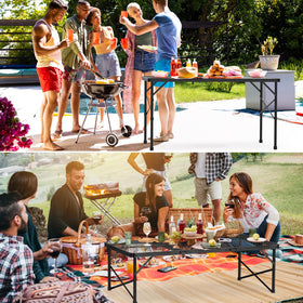 WildFinder table with adjustable height for sitting or standing use.